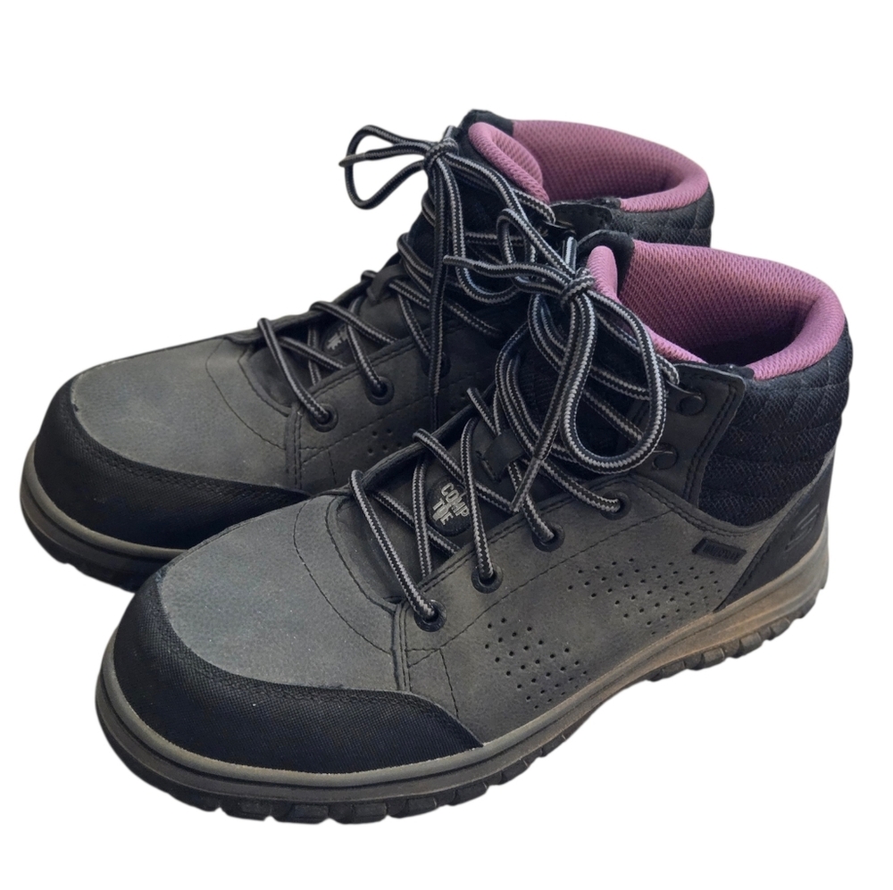 New Skechers Work: Black and Purple McColl Comp Toe Boots Size 8